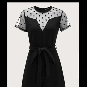 Polka doy Flocked Medh Yoke Self Beted Romper